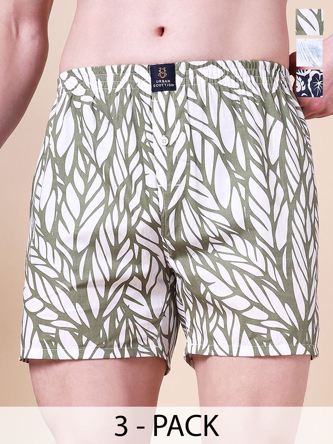 URBAN SCOTTISH Men Pack Of 3 Printed Pure Cotton Boxers USBX2482-S-picture-42
