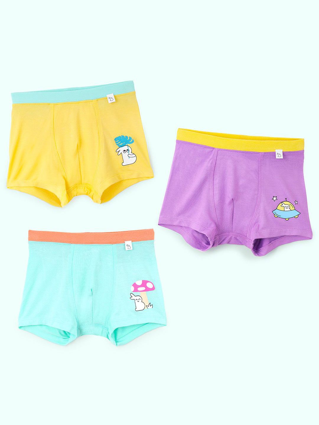 SuperBottoms Kids Pack Of 3 Printed Antimicrobial Mid-Rise Trunks-picture-25