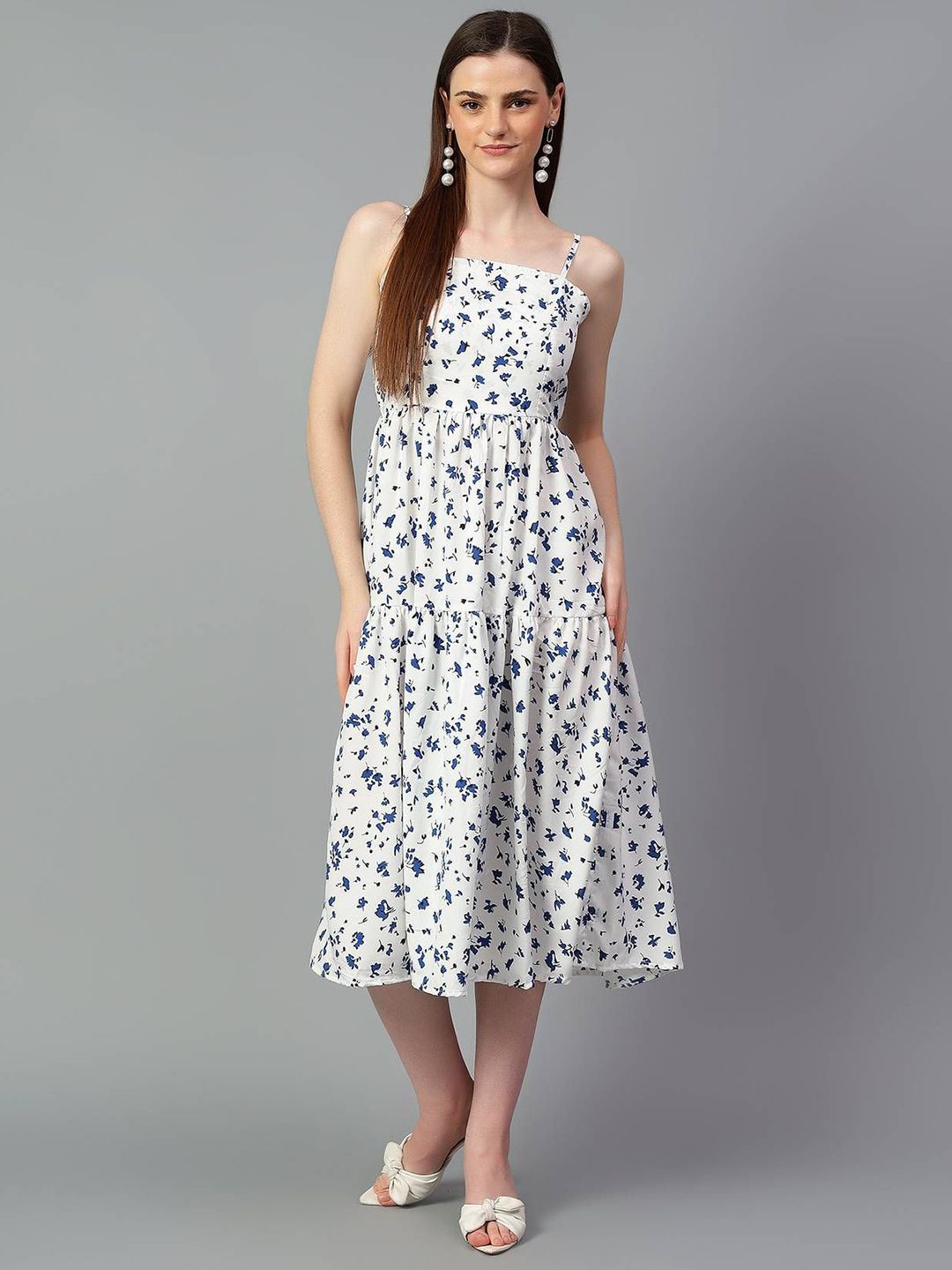 Stylecast X Kotty Women Shoulder Straps Floral Print Fit & Flare Dress