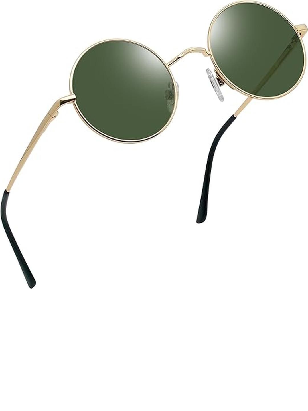 Arzonai Unisex Green Lens & Gold-Toned Round Sunglasses with-image-34