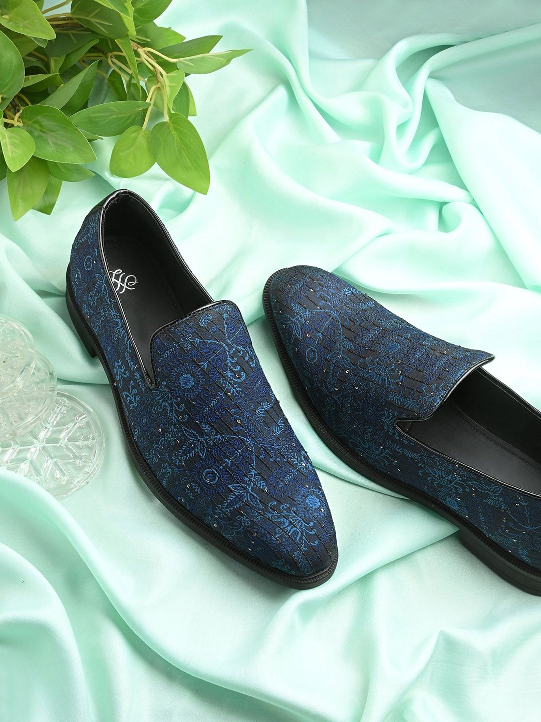 House Of Pataudi Men Embellished Casual Slip On Mojaris-picture-15