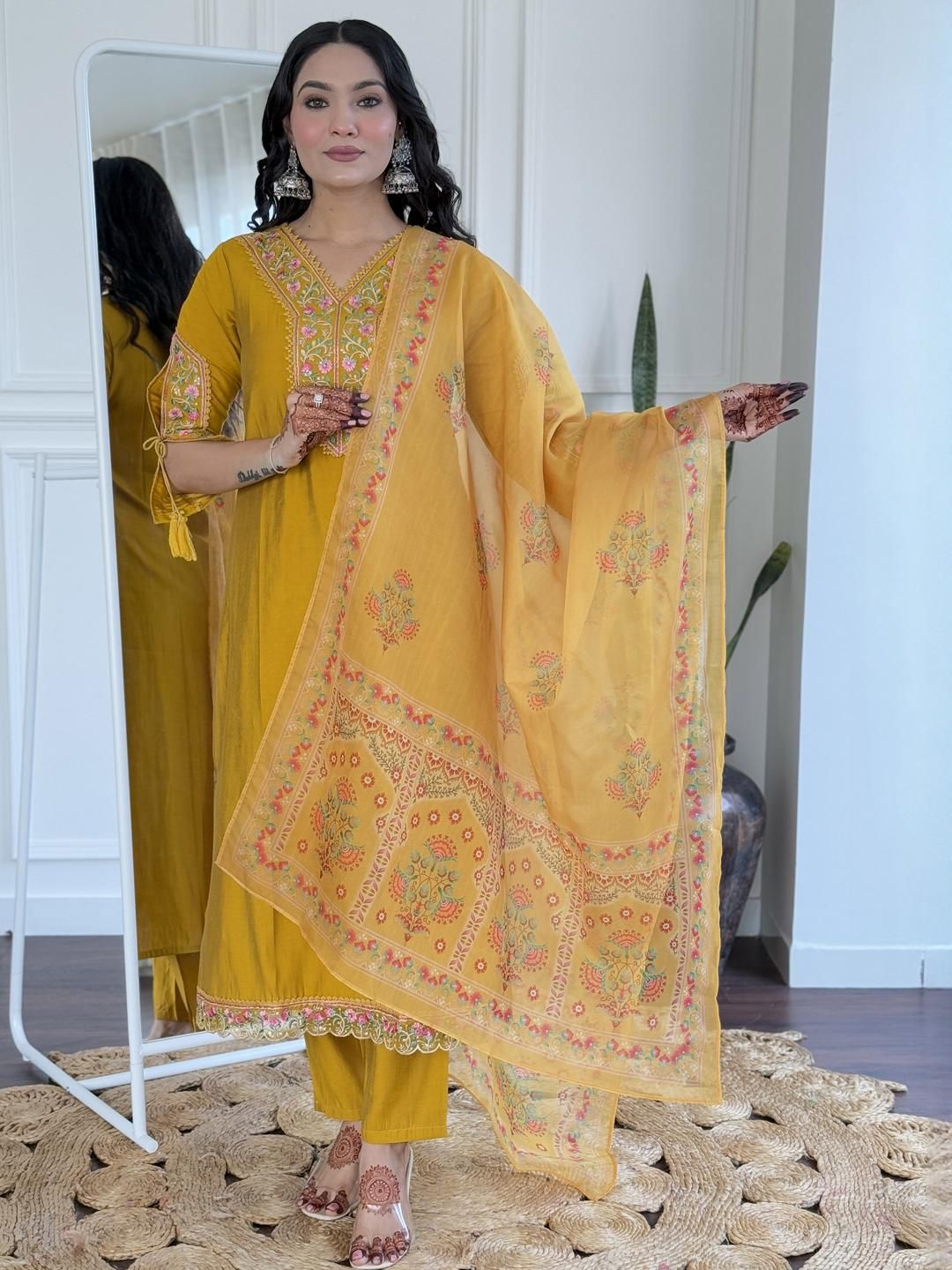 URMIR FASHION Mustard Viscose Rayon Kurta Sets