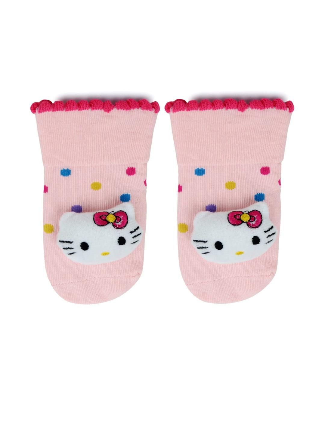 neska moda Baby Bloom Baby Boys & Girls 0 To 2 Years 1 Pair Cotton Cat Face Ankle Socks/ Booties (Toe to Heel Length - 12 cm, Pink, White)-picture-16