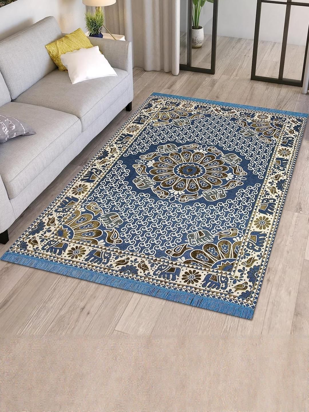 Furnishing Hut Aqua Hathi Printed Carpet-image-45