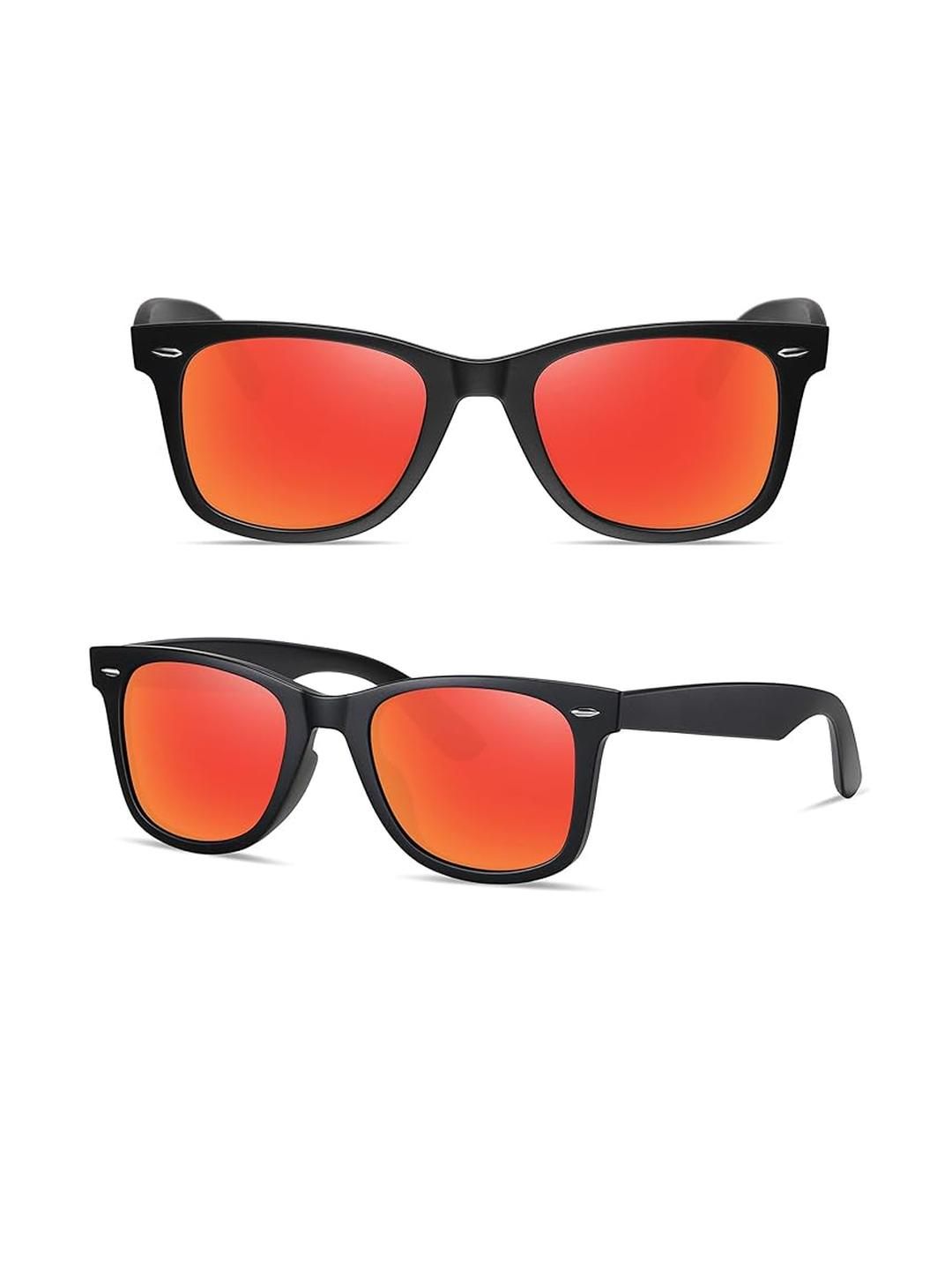 Arzonai Unisex Orange Lens & Black Wayfarer Sunglasses with UV Protected Lens-image-15