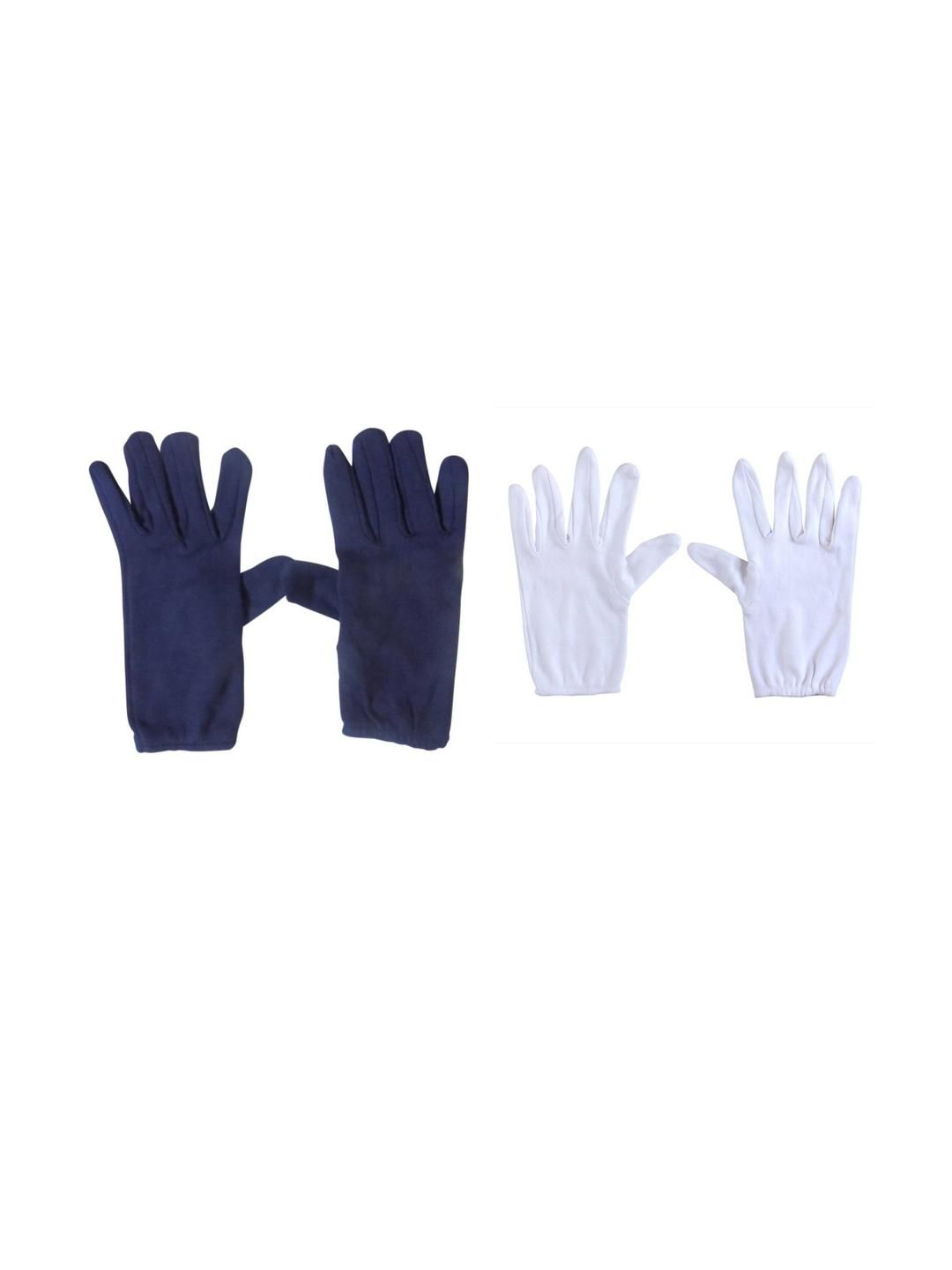 Aadikart Pack of 2 Blue & White Driving and Sun Protection Cotton Gloves-picture-36