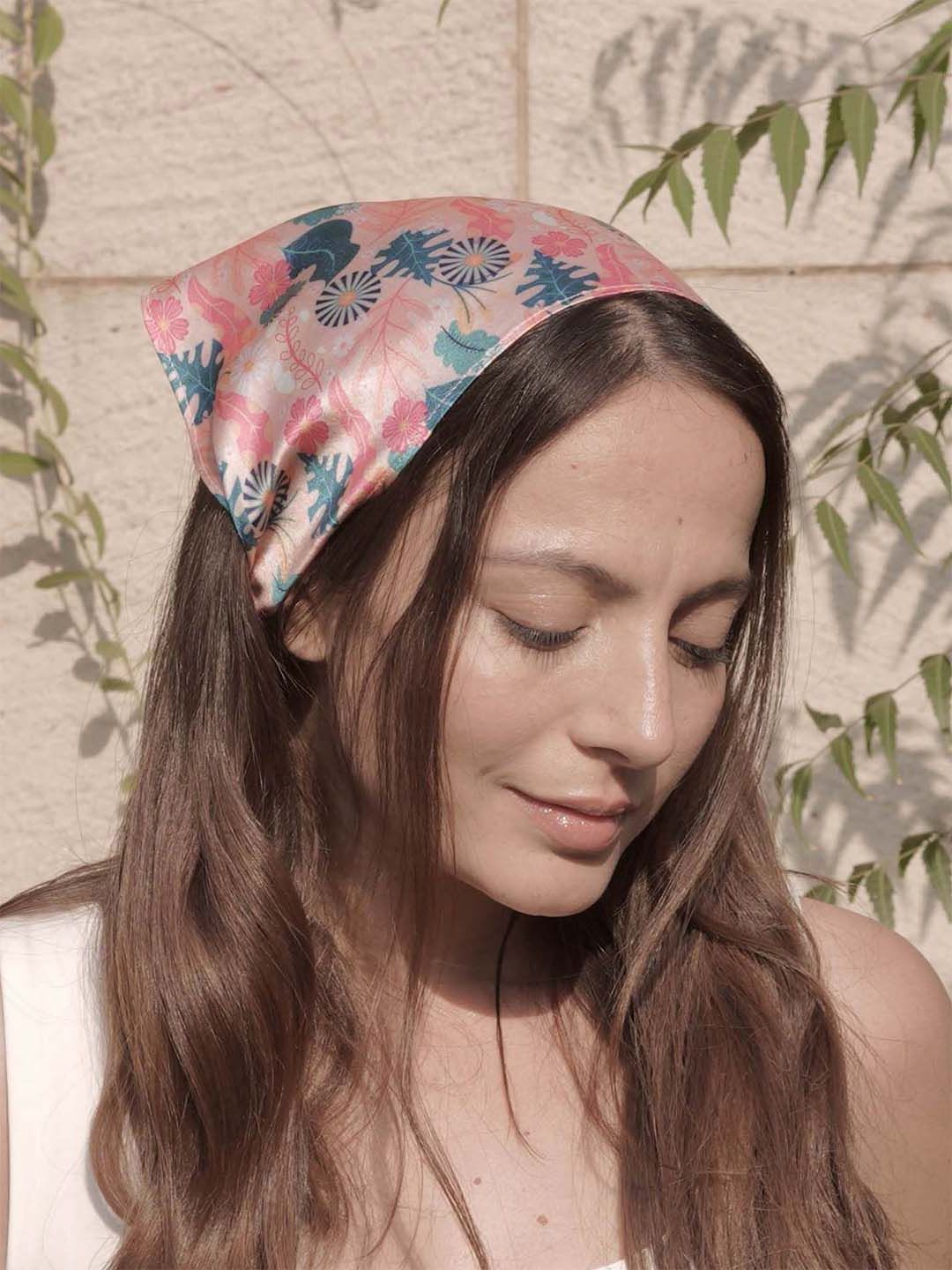 Hair Drama Co. Women Abstract Floral Printed Elastic Bandana Head Warp Scarves-image-38