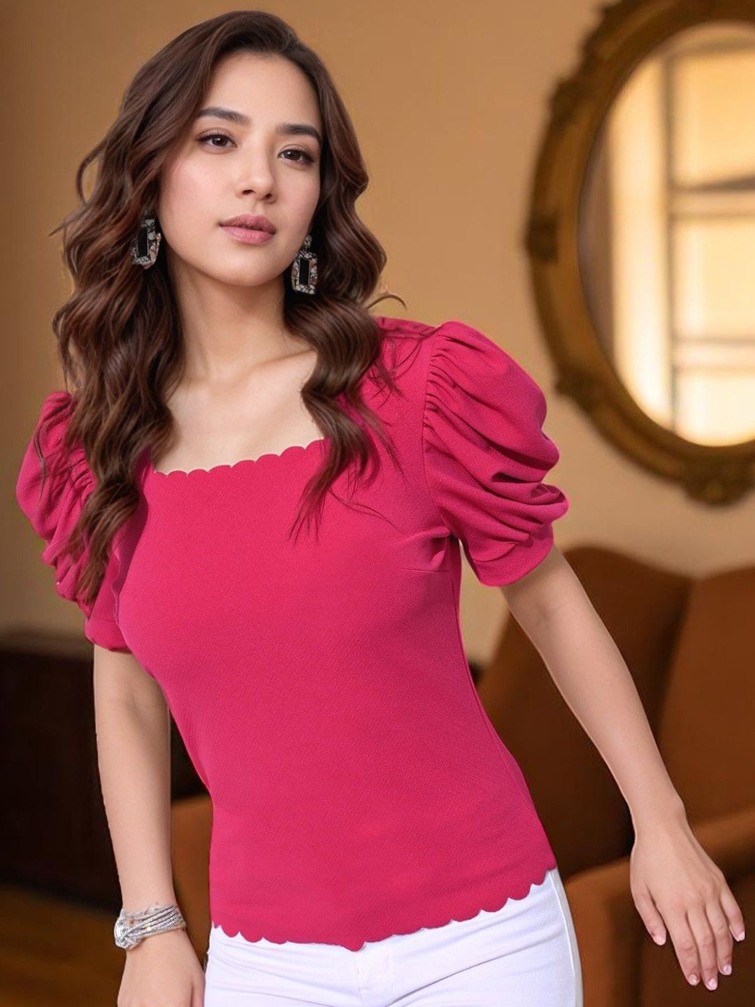 ZEUGEN Puff Sleeve Square Neck Regular Top-picture-27
