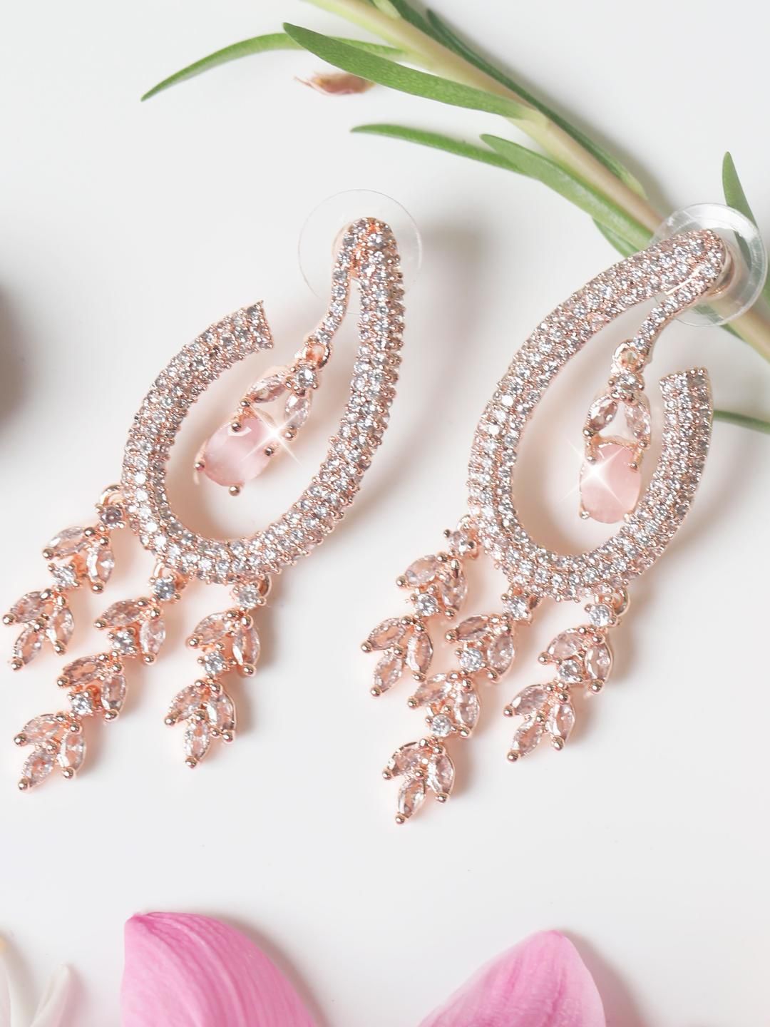 Manuvi Jewels Women Pink Earrings-image-1