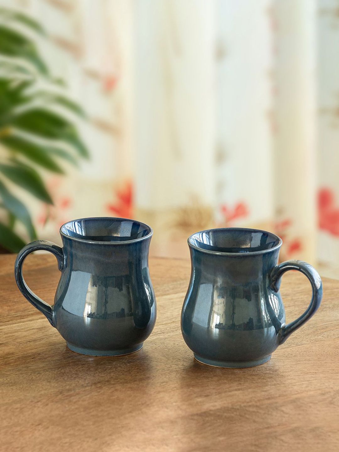 ExclusiveLane Blue 2 Pieces Ceramic Glossy Mugs-picture-39