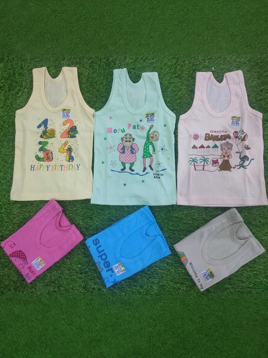 desnuda TINY HANDS Pack of 6 Kids Printed Cotton Innervests-picture-35