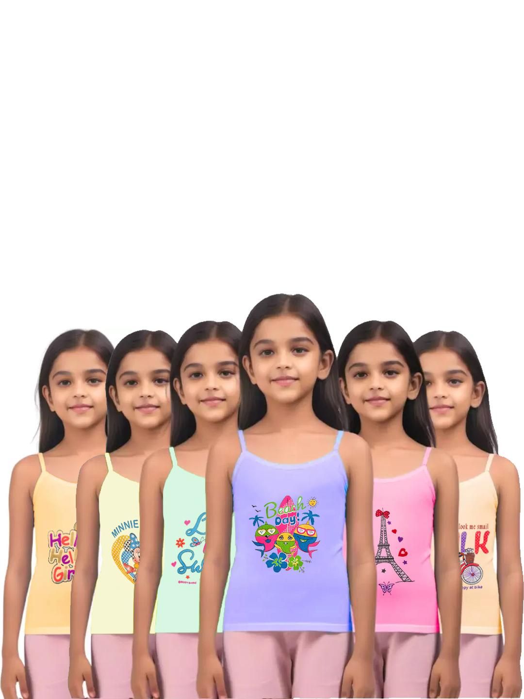 BODYSHINE Pack of 6 Girls Printed Innerwear Vests-picture-44