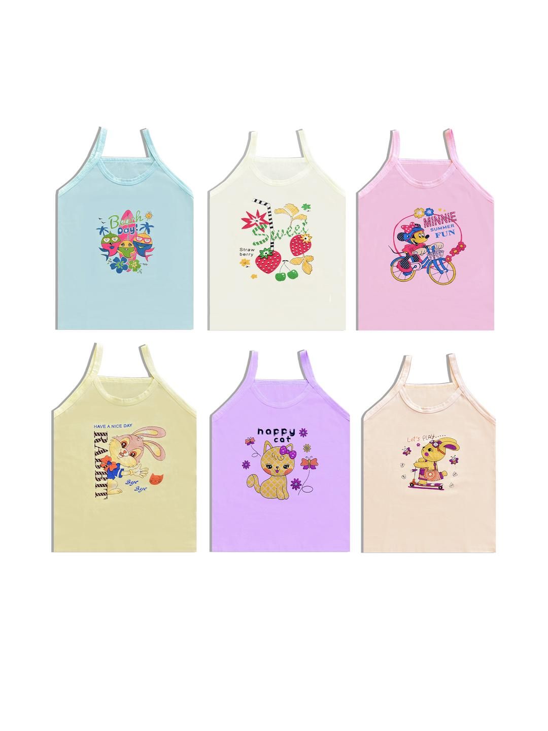 BODYSHINE Girls Pack Of 6 Printed Innerwear Vests-picture-10