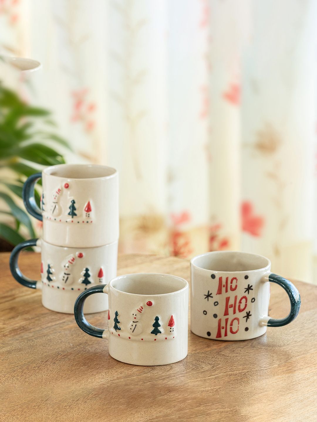 ExclusiveLane Set of 4 Textured Ceramic Glossy Mugs Cups and Mugs-image-9