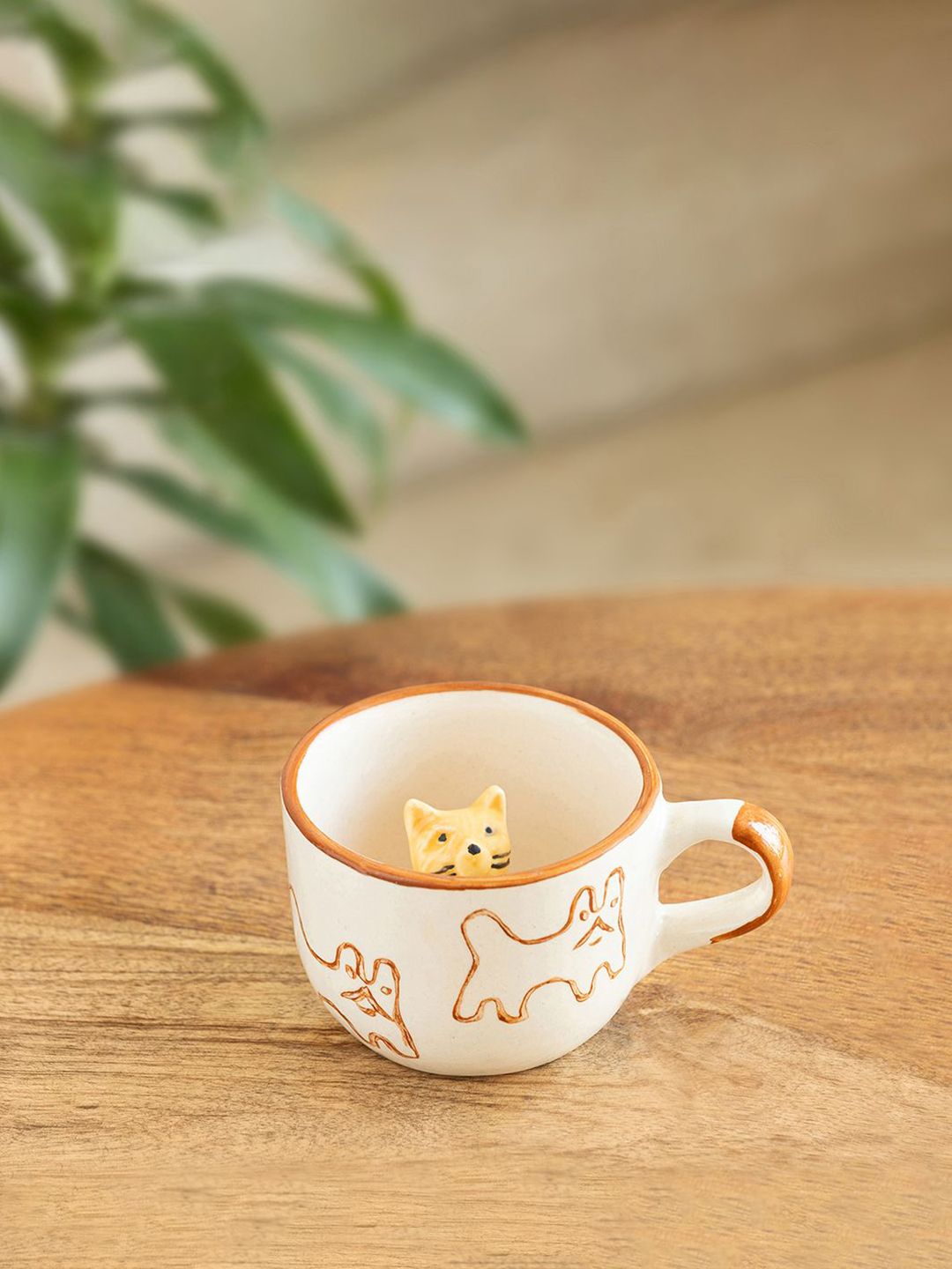 ExclusiveLane White & Brown Printed Ceramic Glossy Mug-image-35
