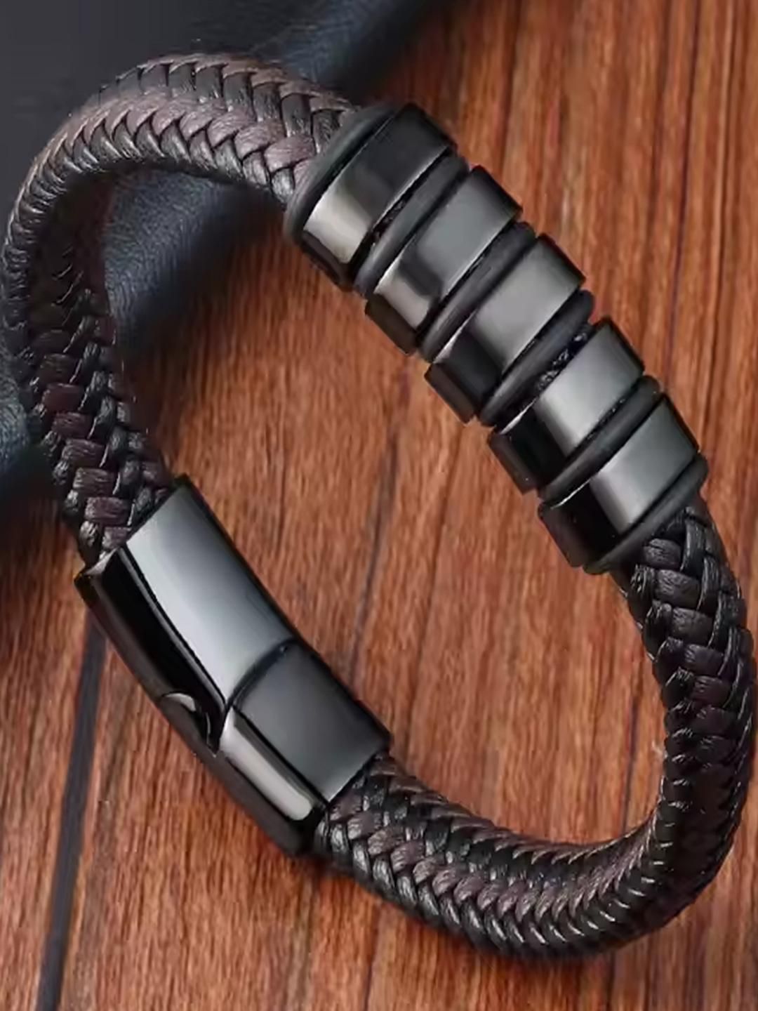 PIXFLIK Men Leather Cuff Bracelet-picture-40