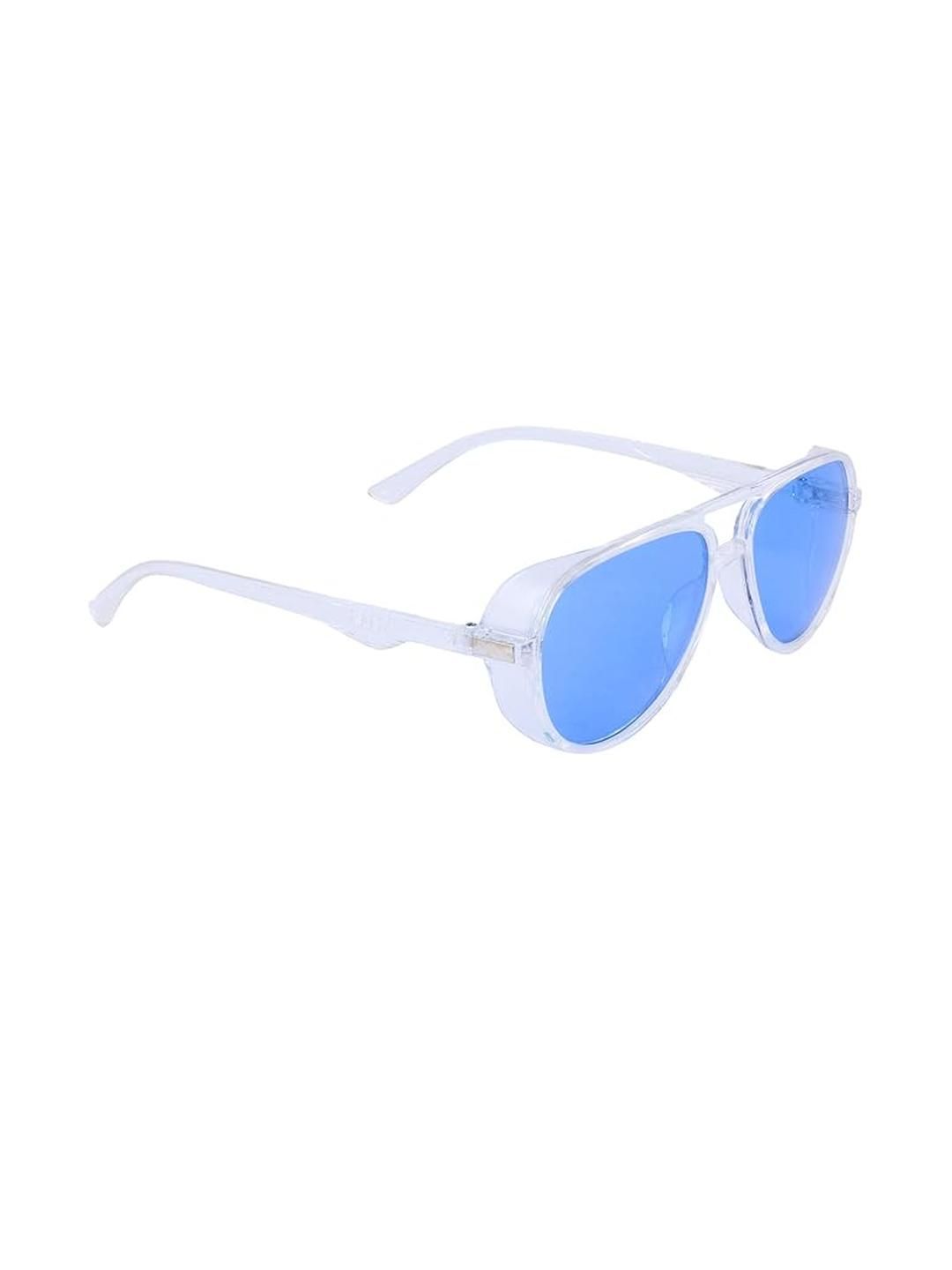 Arzonai Unisex Blue Lens & White Aviator Sunglasses-image-28