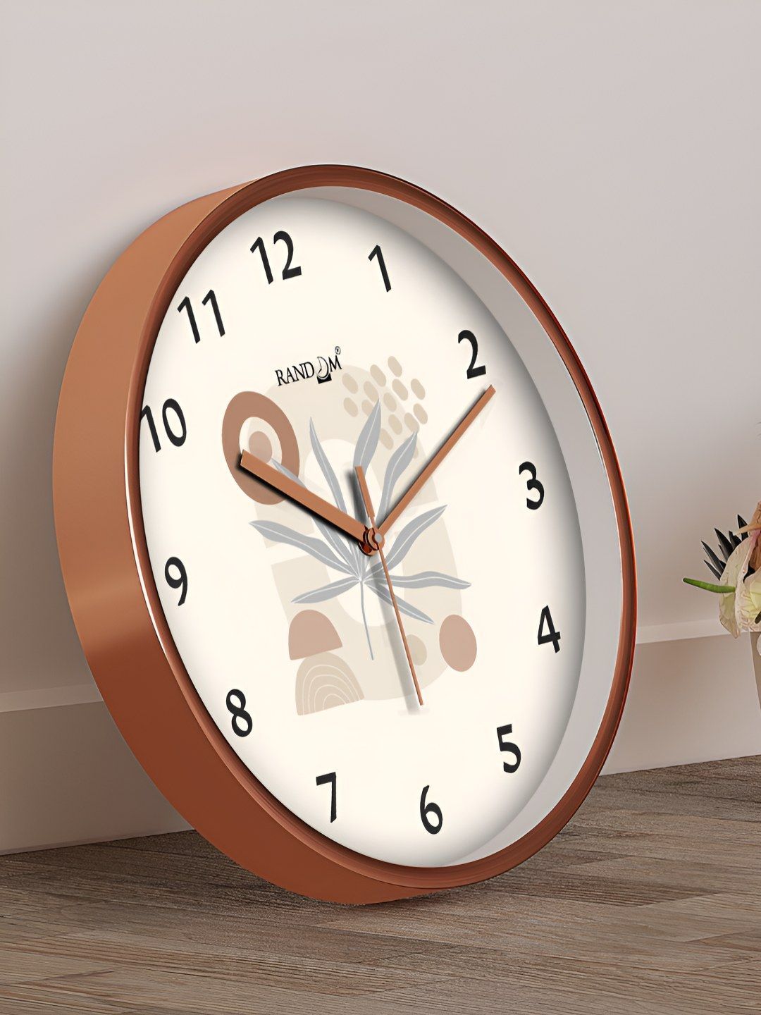 RANDOM White & Brown Printed Round Contemporary Analogue Wall Clock-picture-29