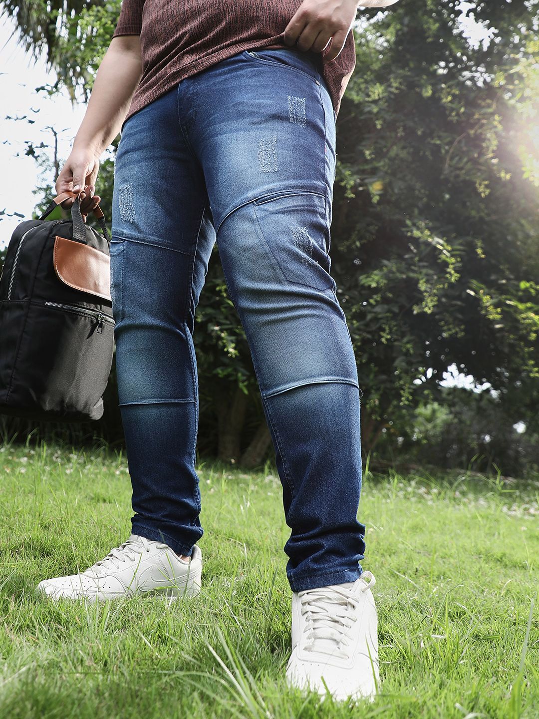 Instafab Plus Men Plus Size Mildly Distressed Stretchable Regular Fit Denim Jeans-image-2