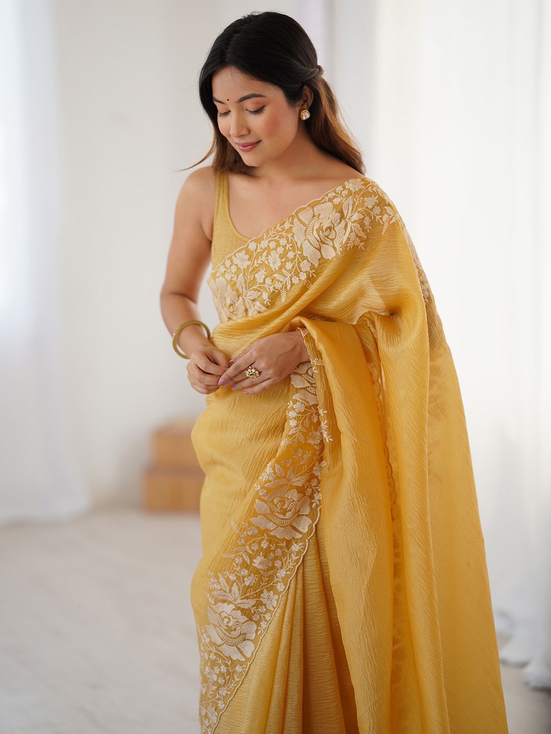 Anouk Floral Embroidered Tissue Saree-picture-21