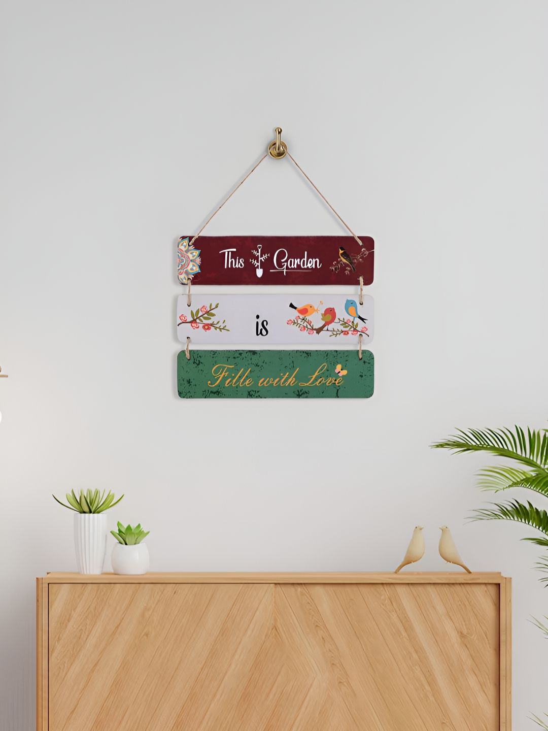 Kuber Industries Maroon & Green Printed Wooden Wall Hanging Decor-picture-21