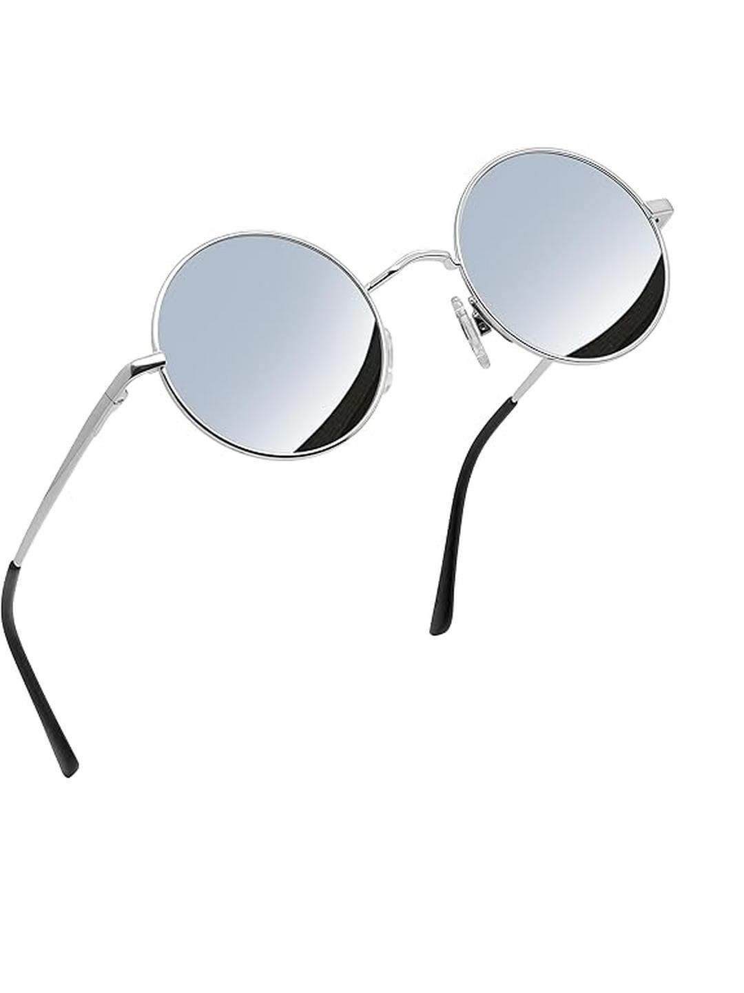Arzonai Unisex Silver Lens & Black Round Sunglasses with UV Protected Lens-image-10