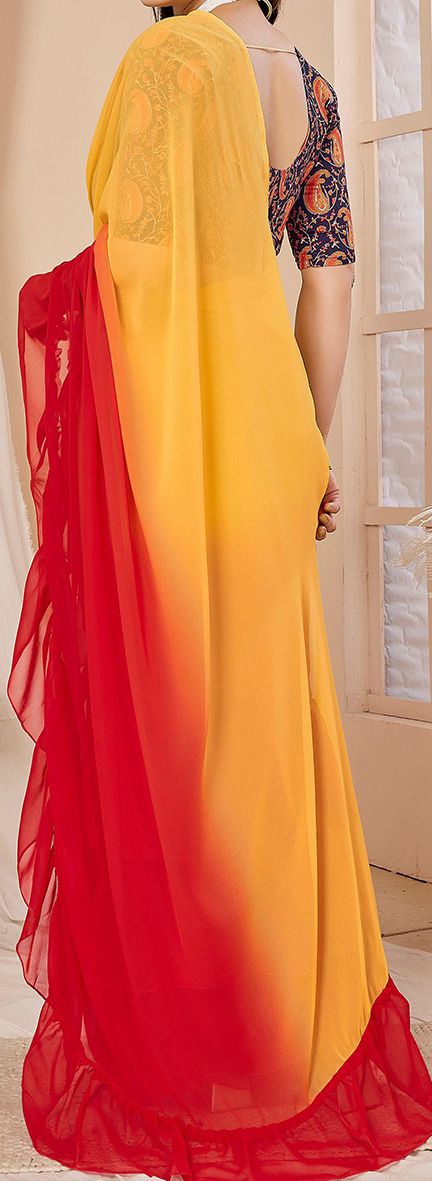Anouk Ombre Dyed Ruffles Saree