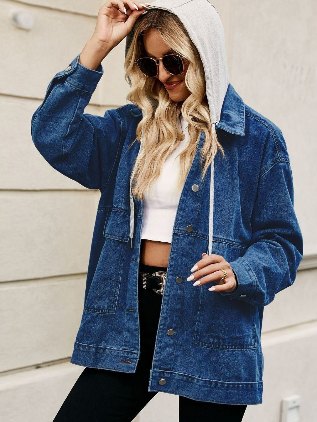Oh Rare Colourblocked Hooded Denim Jacket-picture-10