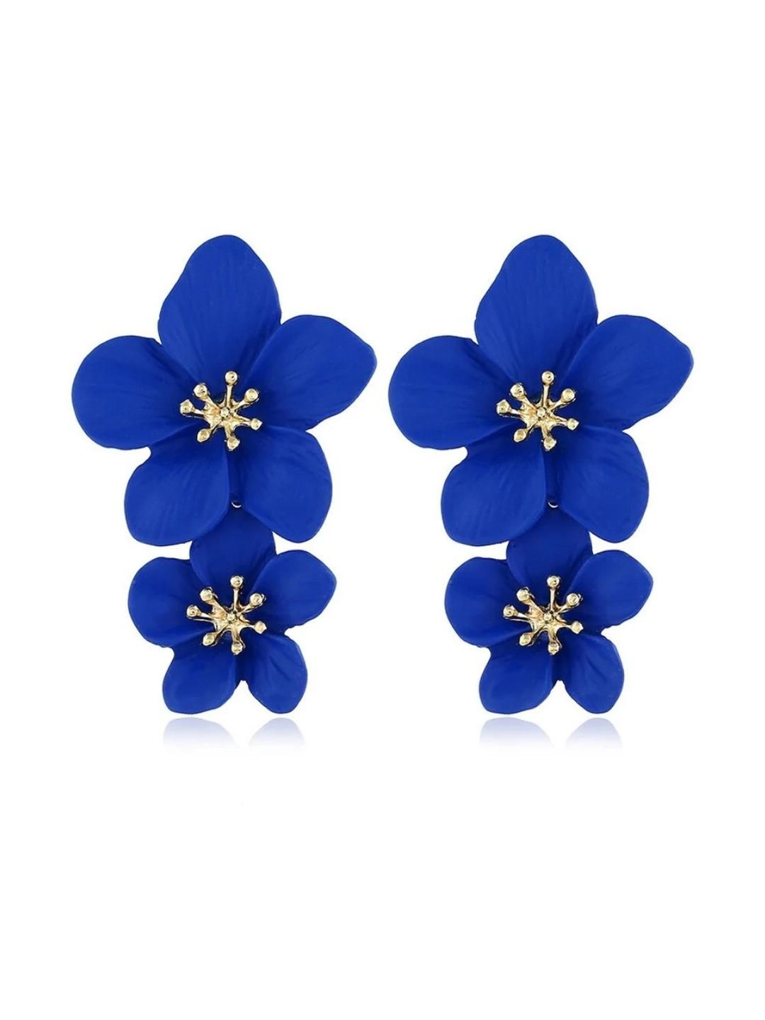 AKISON JEWELS Women Blue Floral Studs Earrings-picture-45