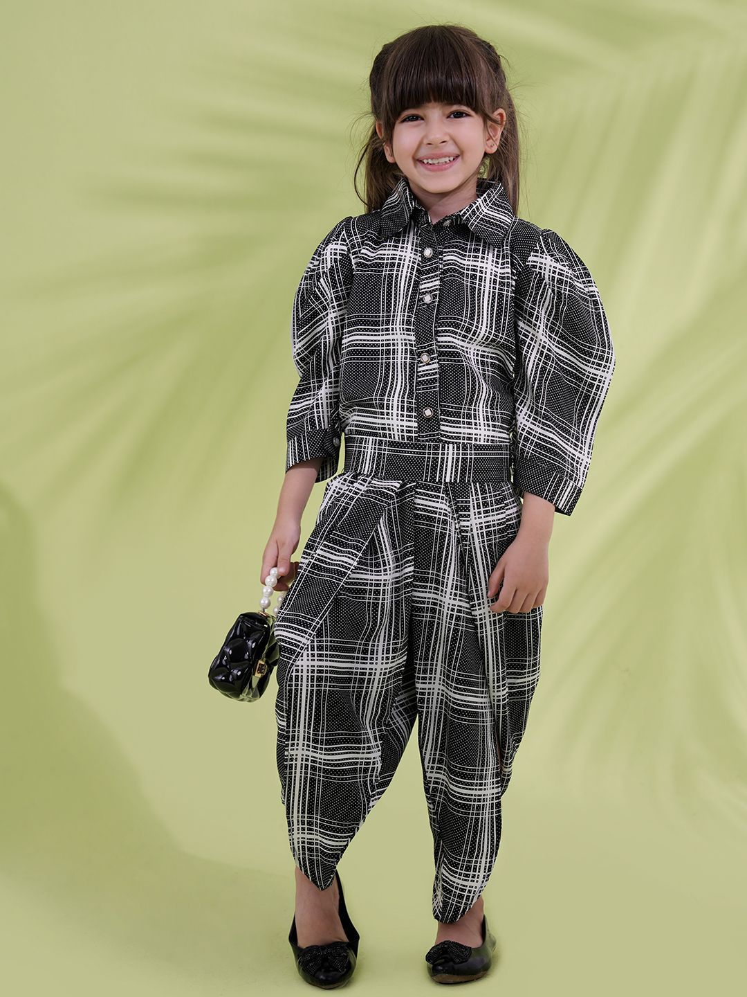 Aj DEZInES Girls Checked Shirt with Dhoti Pants-picture-16