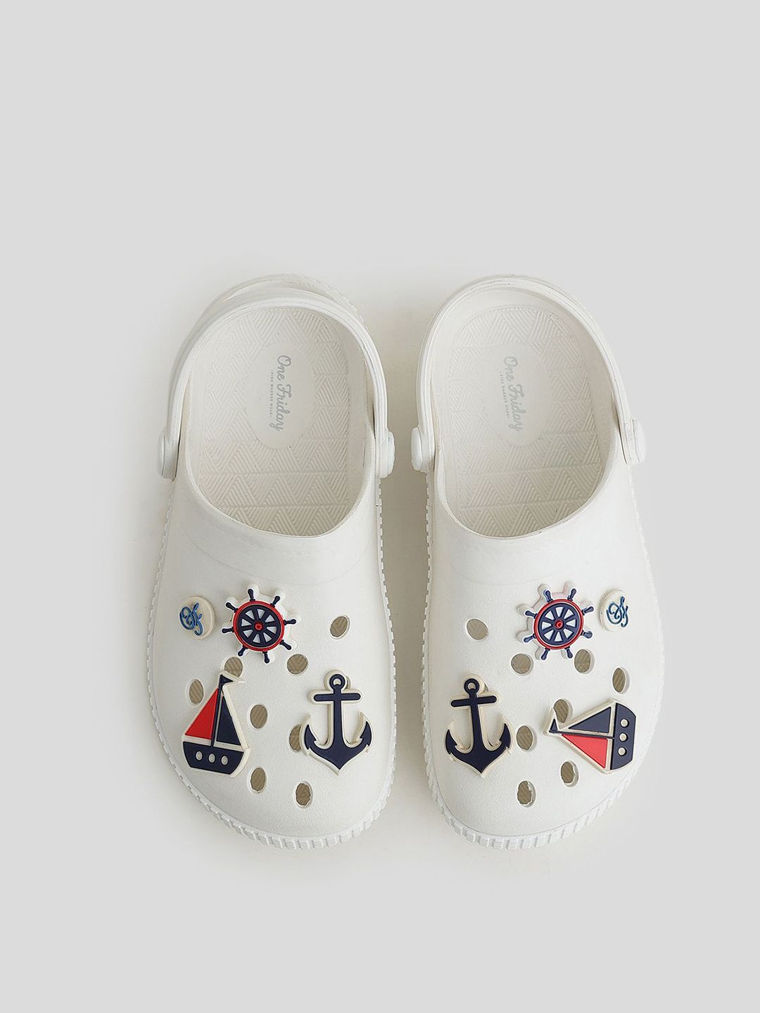 One Friday Kids White Nautical Clogs with 3D Marine Charms & Strap-picture-36