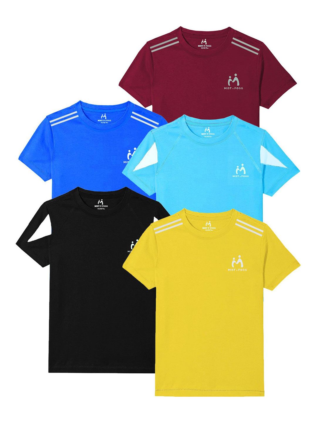 MIST N FOGG Boys Pack of 5 Solid Round Neck T-shirts-picture-49