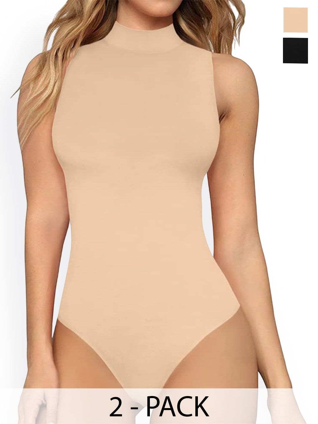 ZEROZABAR Pack Of 2 Seamless High Neck Bodysuits-image-30