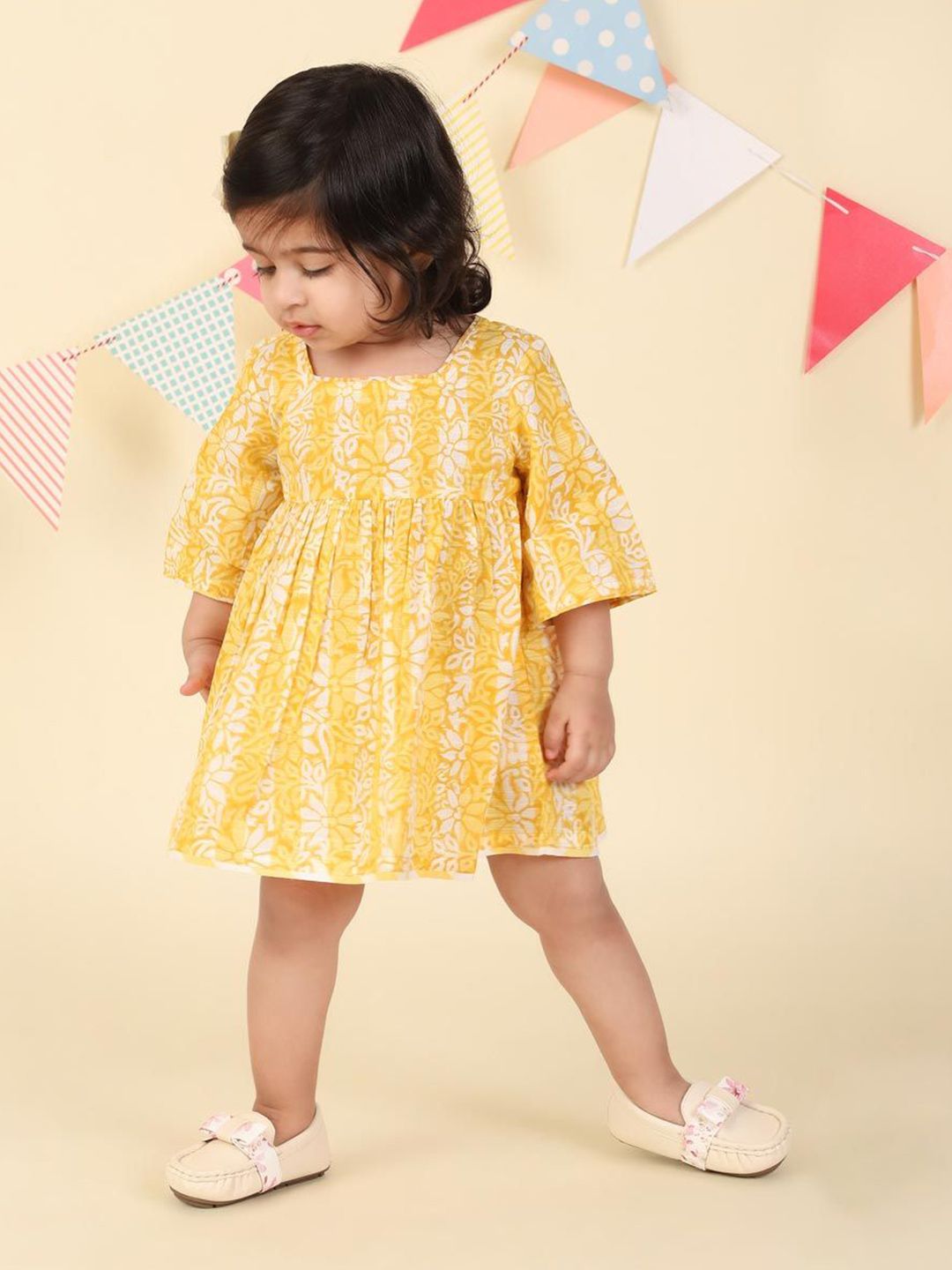 Fabindia Girls Floral Print Fit & Flare Dress-image-10