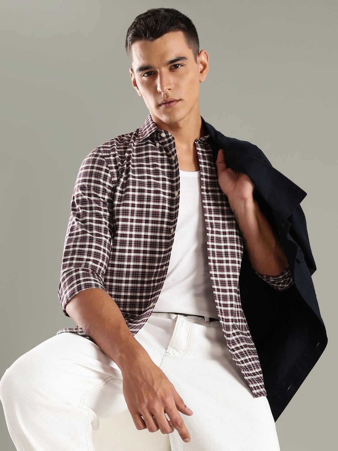 Tommy Hilfiger Spread Collar Checked Slim Fit Oxford Shirt-image-27