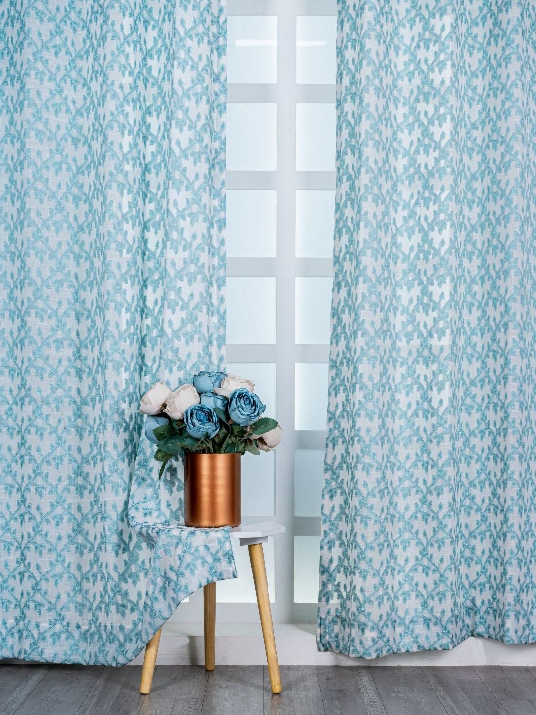 Parda Online Turquoise Blue Set of 4 Sheer Door Curtain-picture-42