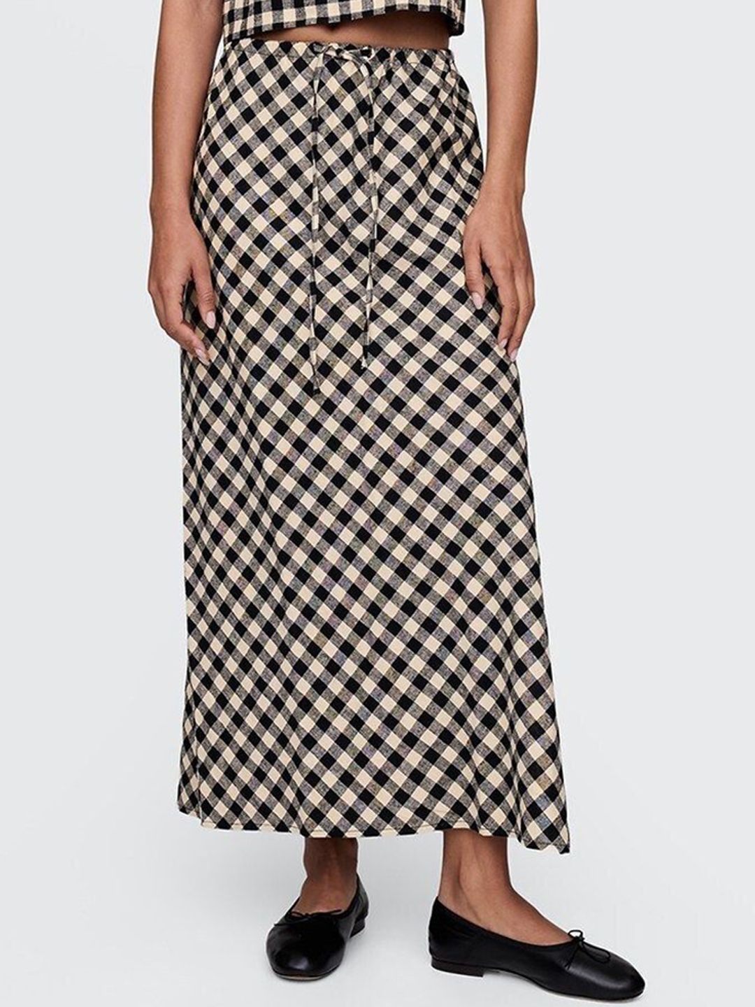 GAP Checked Relaxed Fit Pull-On A-Line Skirt