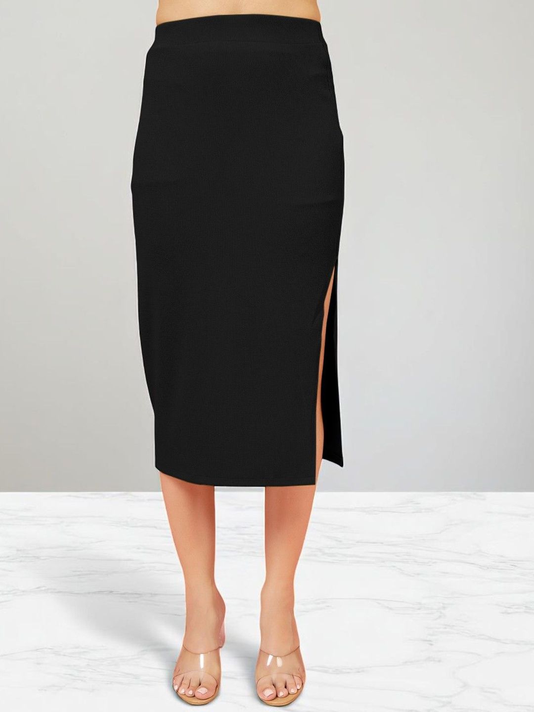 OOMPH! FACTOR Side Slit Pencil Midi Skirt-picture-21