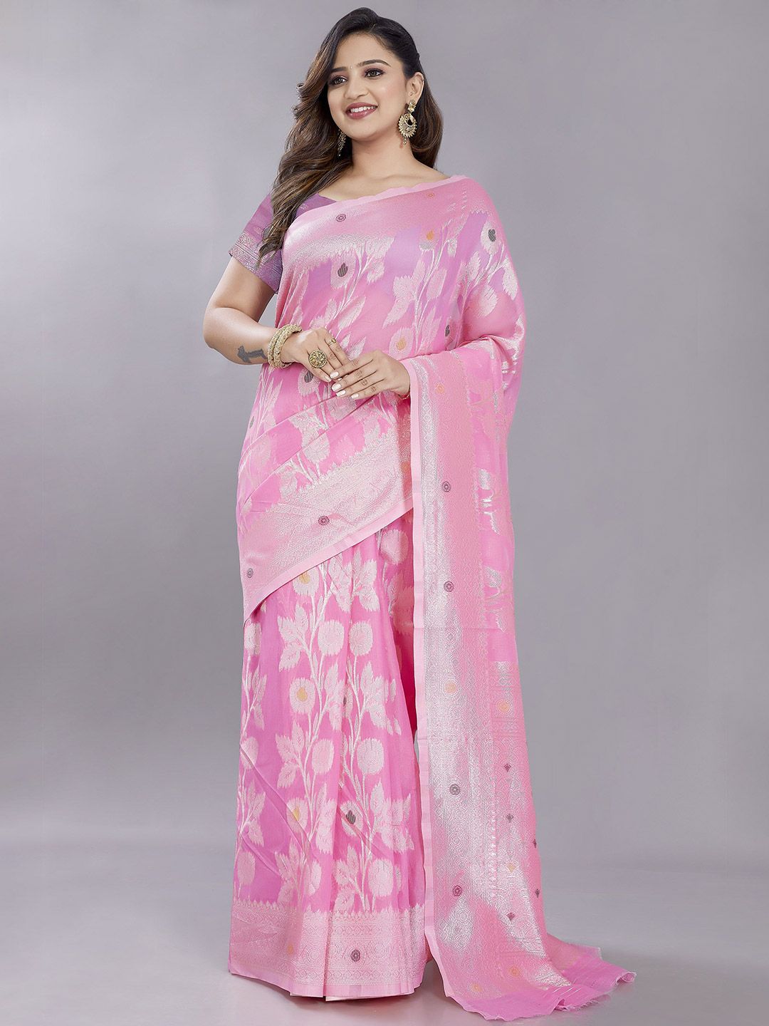 Rani Saahiba Floral Zari Art Silk Chanderi Saree-picture-36