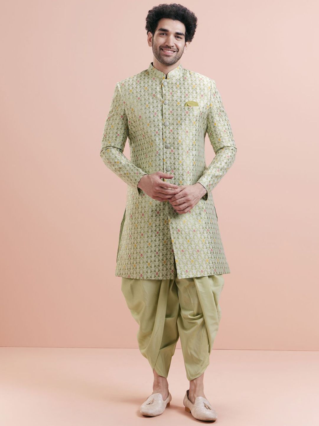 KISAH Woven Design Indowestern Sherwani Set-picture-37