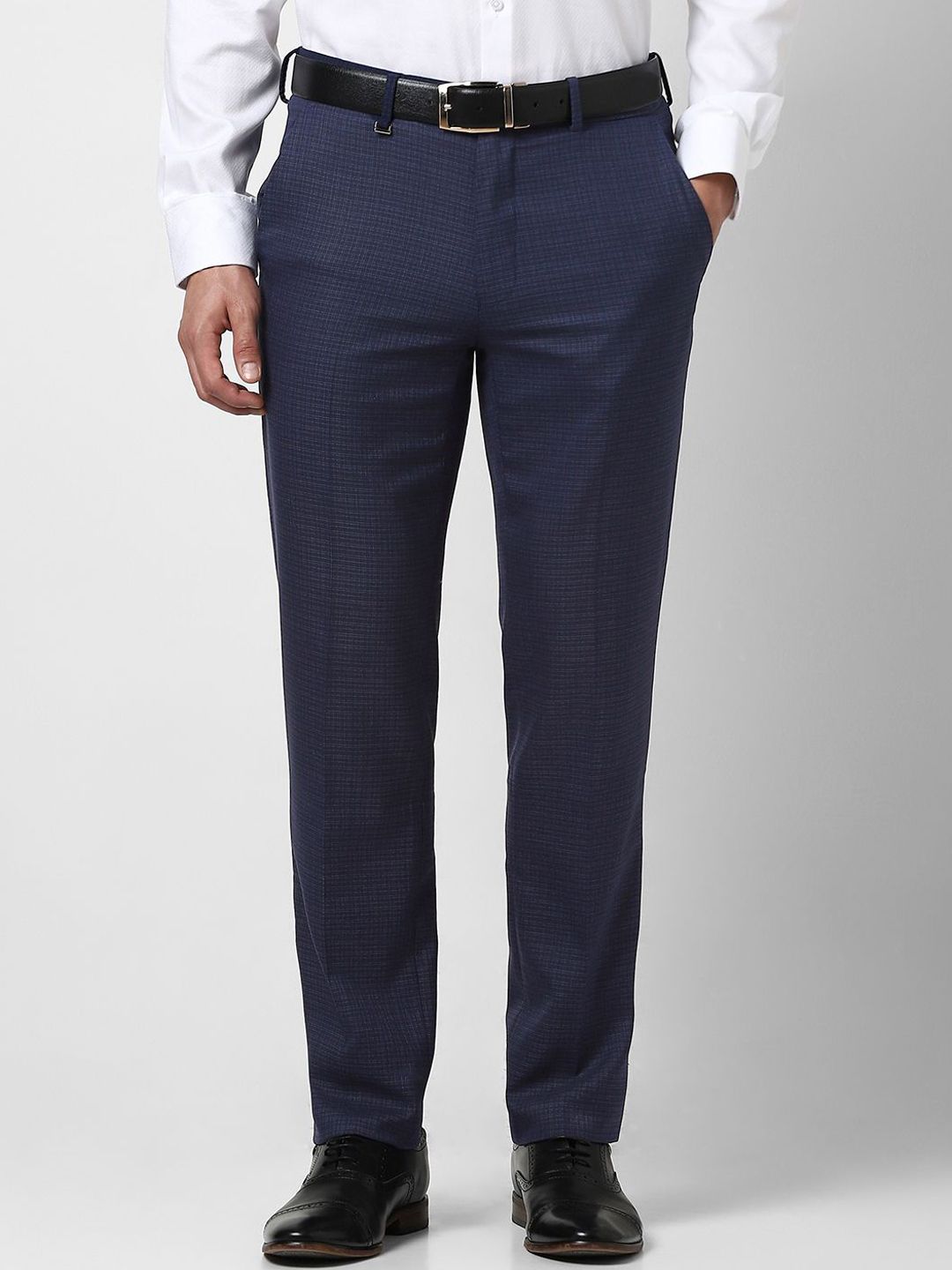 Van Heusen Men Checked Slim Fit Formal Trousers-picture-19