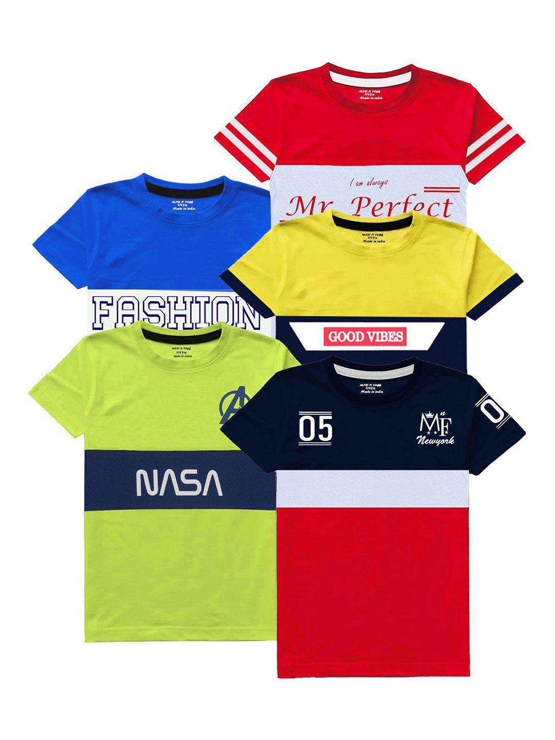 MIST N FOGG Boys Typography 5 Colourblocked Applique T-shirt-picture-44