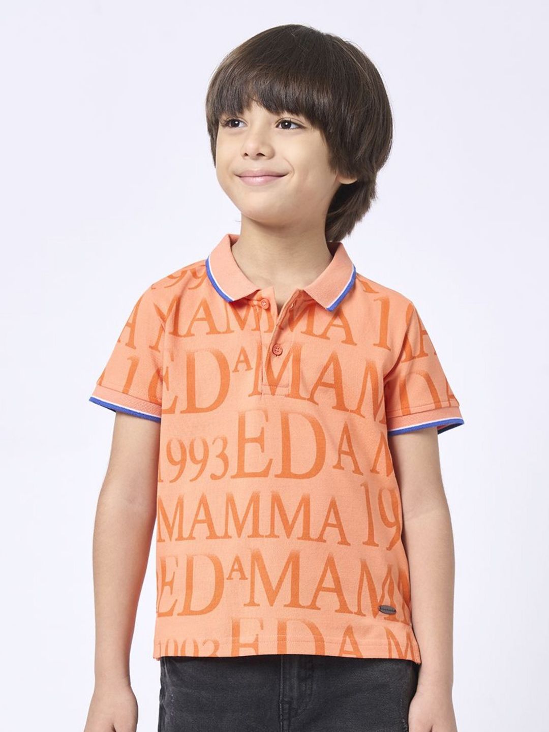 Ed-a-Mamma Boys Typography Printed Polo Collar Extended Sleeves Pockets T-shirt-picture-15