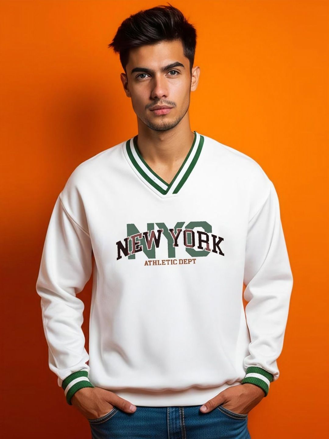 CLAFOUTIS Men V-Neck Typography Printed Sweatshirt-picture-37