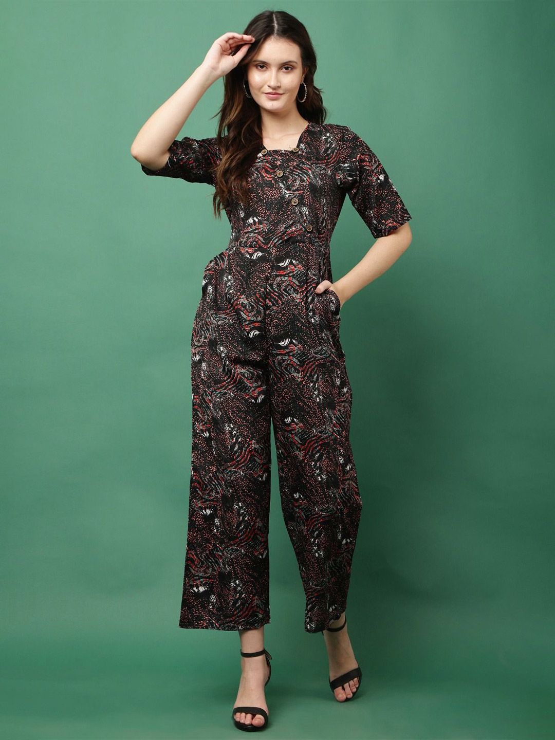 Moda Rapido Printed Basic Jumpsuit-picture-25