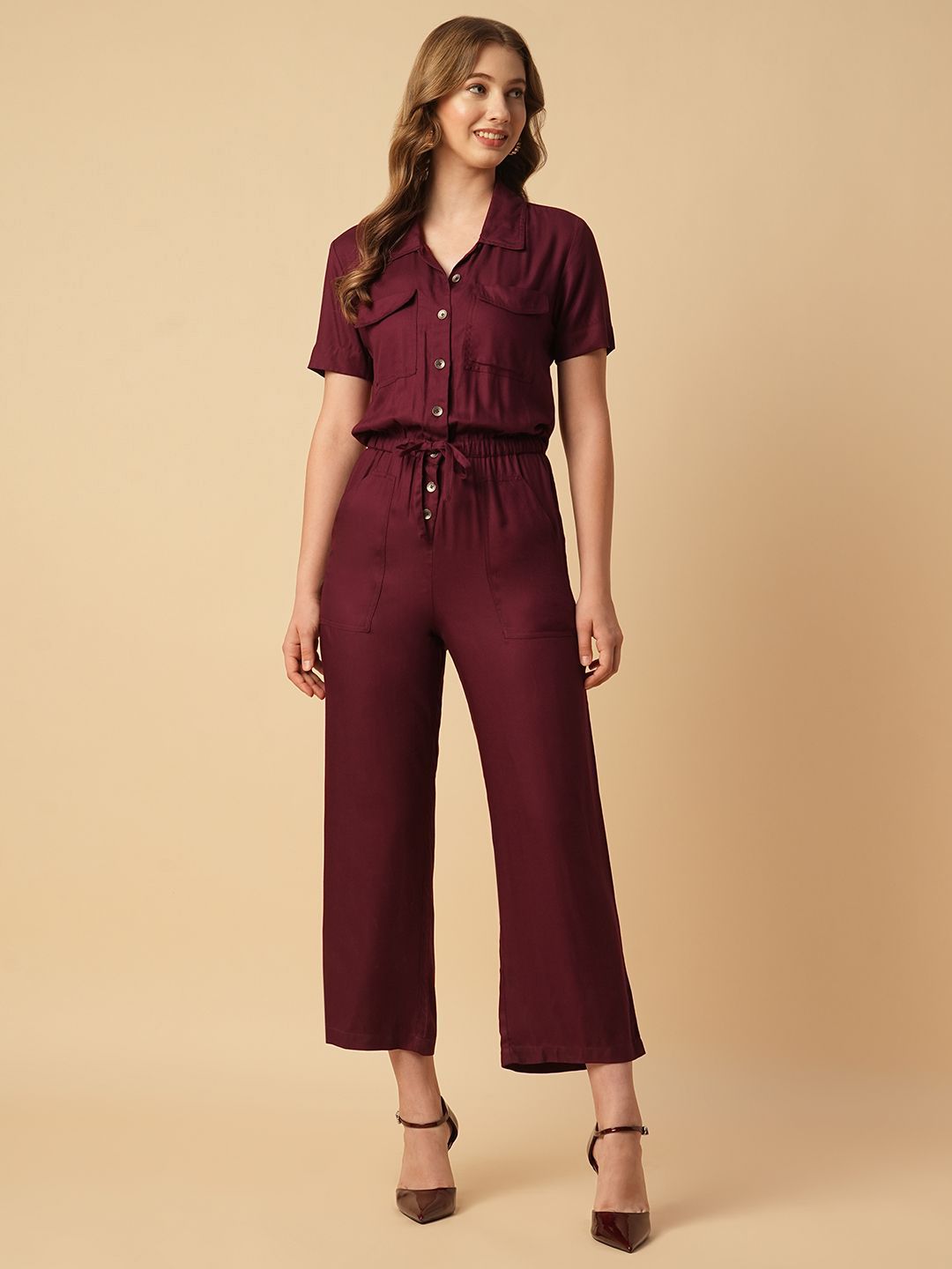 Chemistry Women Shirt Collar Basic Jumpsuit-picture-27