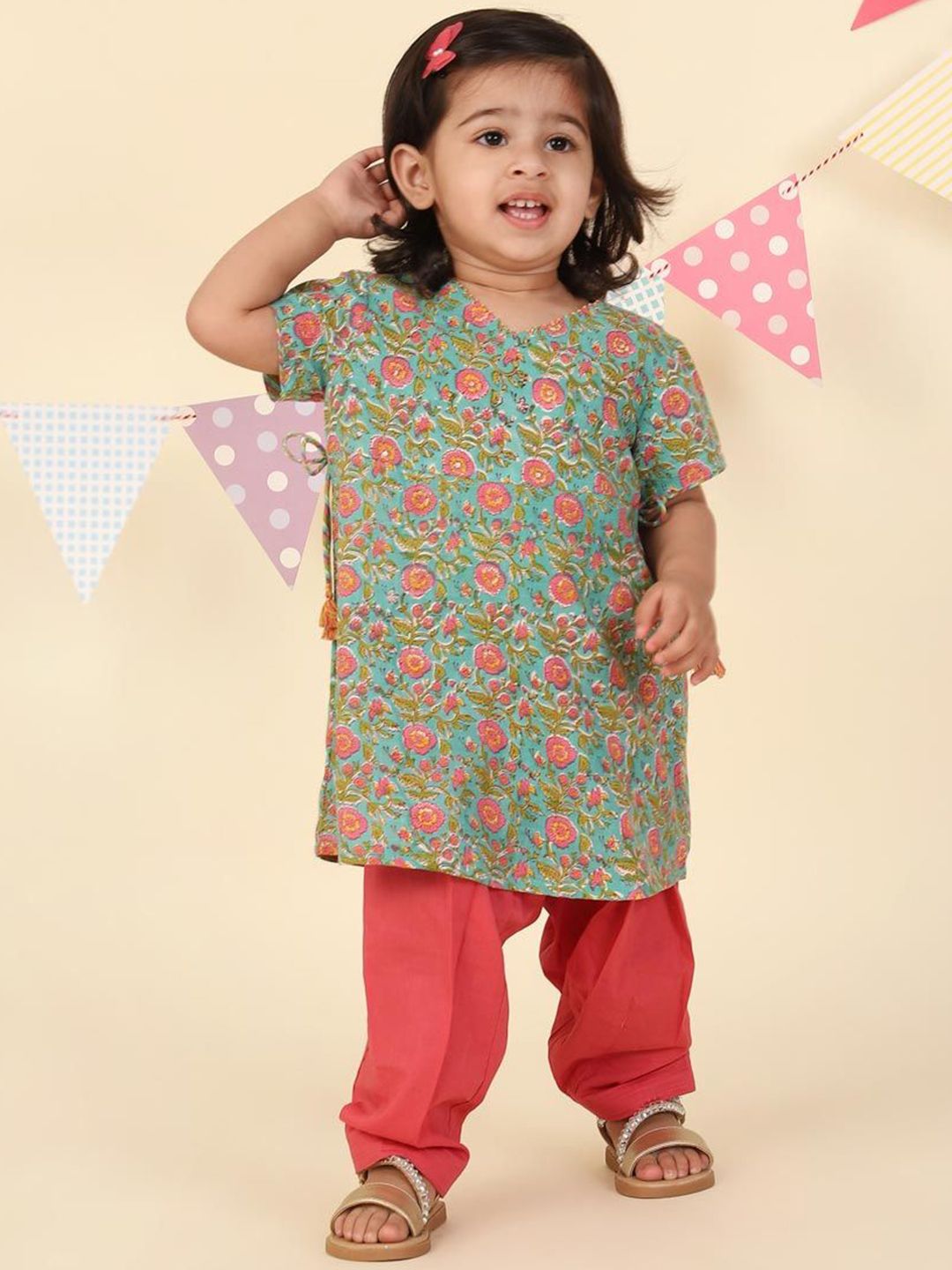 Fabindia Girls Floral Printed Cotton Kurta with Salwar-picture-44