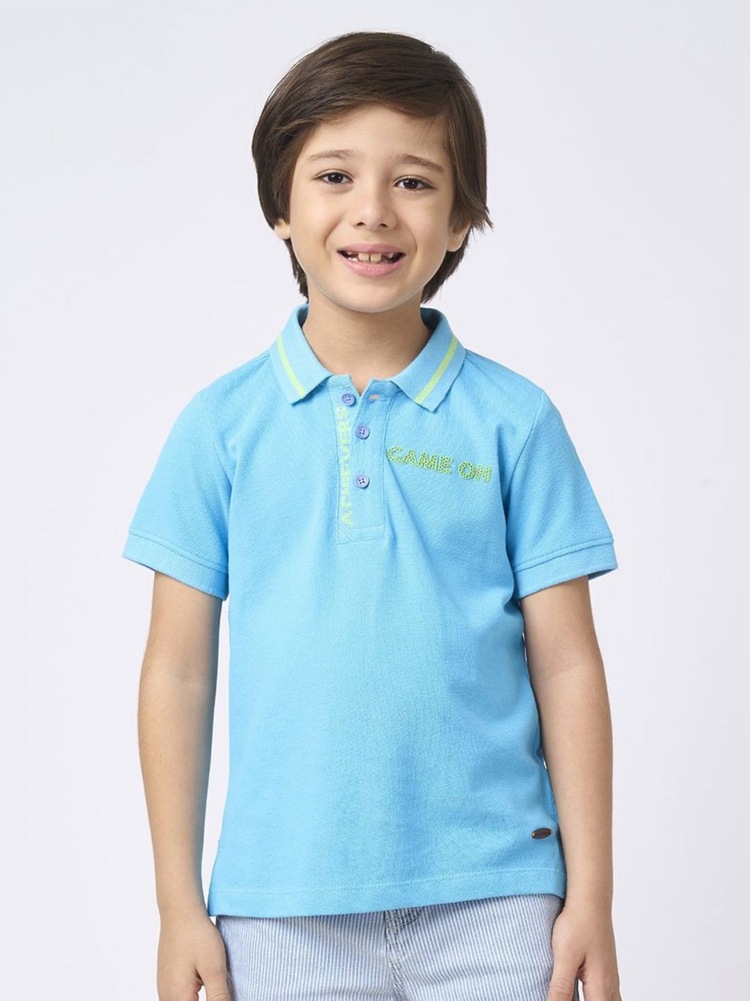 Ed-a-Mamma Boys Typography Printed Polo Collar Cotton T-shirt-picture-24