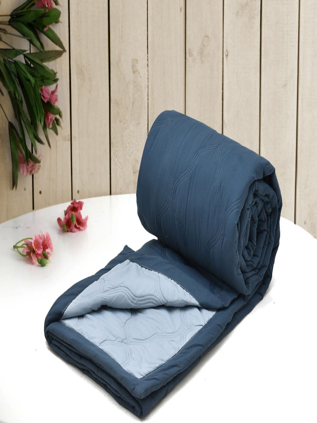 Myntra Elegant Homes Blue Microfiber AC Room 150 GSM Double Bed Dohar-picture-11