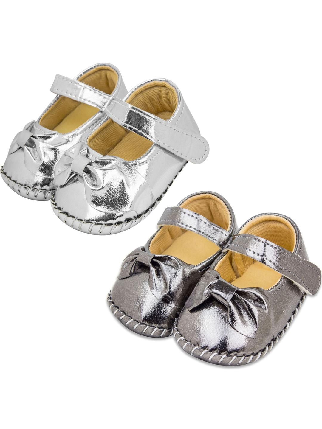 Neska Moda 6 To 12 Months Baby Girls Belly Shoe 2 Pair Set Partywear Floral Velcro Sandal Booties-picture-16